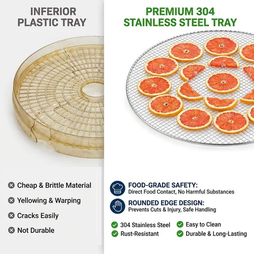 Vista 5 de Electric Food Dehydrator Multi Tray Dehydrator, Stainless Steel Rotary Food Dryer with Touch Panel, 10/12/16 Tray Design, Adjustable Temperature