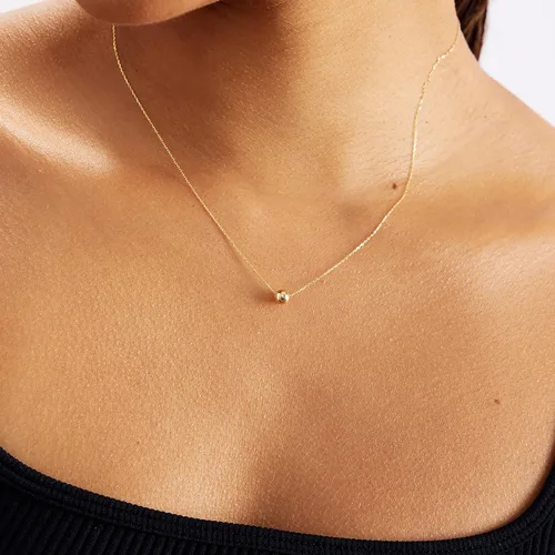 Vista 3 de Collar de cuentas de oro macizo de 14 quilates Collar con dije de cuentas pequeñas de oro amarillo de 14 quilates para mujer Collar con cuentas