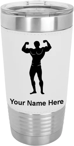 Vista 21 de LaserGram Personalized 20oz Tumbler, Bodybuilder (Baseball Style)
