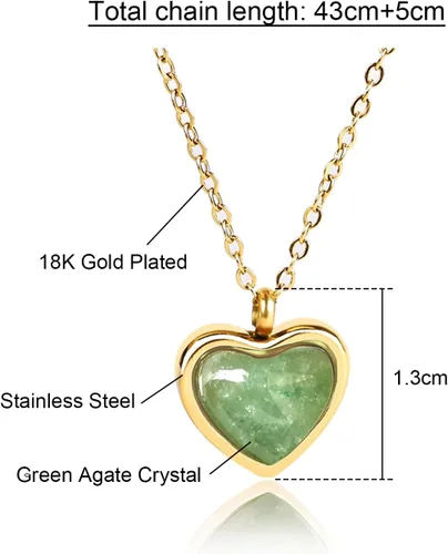 Vista 6 de Temoto Carnelian Crystal Stone Gold Heart Necklace for Women Red Pendant Necklaces Natural Healing Protection Anniversary Birthday Valentines Day