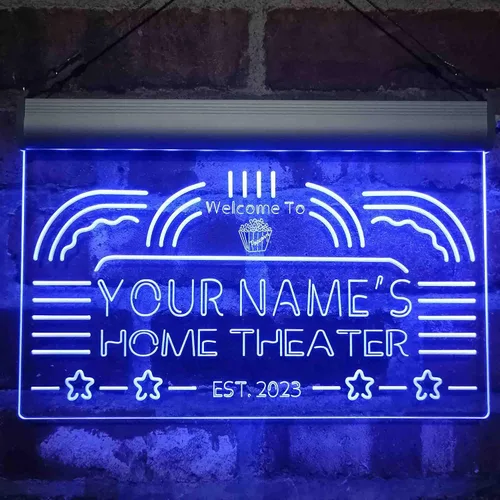 Vista 2 de ADVPRO Letrero de neón LED de un solo color personalizado para cine en casa, decoración de año establecido, 12 x 8.5 pulgadas, st4s32-ph1-tm-b Azul