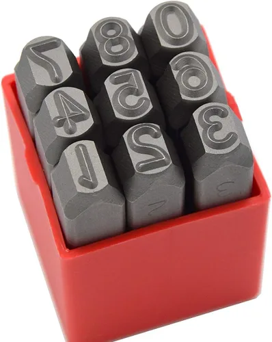 Vista 39 de Juego de 27 sellos de acero resistente con letras mayúsculas de 3/64" 1mm, kit de punzones de alfabeto para estampado a mano de caracteres, código