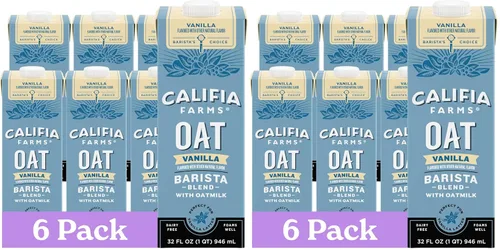 Vista 9 de Califia Farms - Leche de avena, mezcla barista sin azúcar, 32 onzas (paquete de 6) Estable en estantes Leche no láctea Creamer Vegano Base