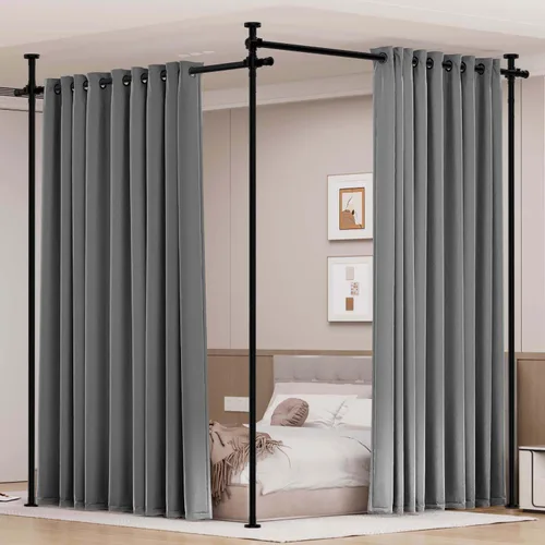 Vista 12 de Juego de cortinas divisoras de habitación, cortinas opacas extra anchas con Beige