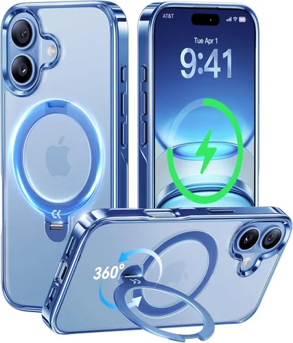 Vista 36 de CASEKOO Funda plateada brillante para iPhone 17 Pro con soporte magnético giratorio de 360 grados [compatible con MagSafe]