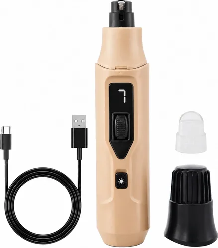 Vista 12 de Tife Molinillo de uñas para perros de 7 velocidades con luz LED, USB-C recargable (rosa)