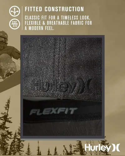 Vista 54 de Hurley Gorras para hombre - One & Only Flexfit Textures Cap - Sombreros ajustados para hombre, S-XL