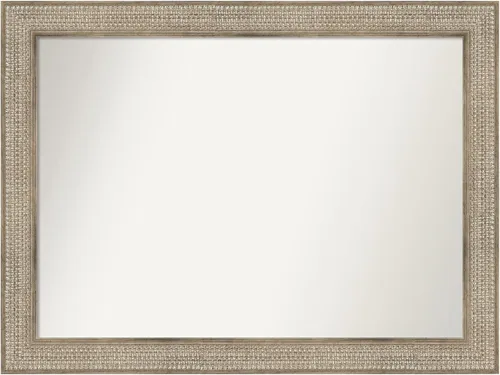 Vista 139 de Amanti Art Espejo de baño plateado para sobre fregadero, 26 x 26 pulgadas, espejo cuadrado de níquel pulido, marco de madera tradicional mediano, se
