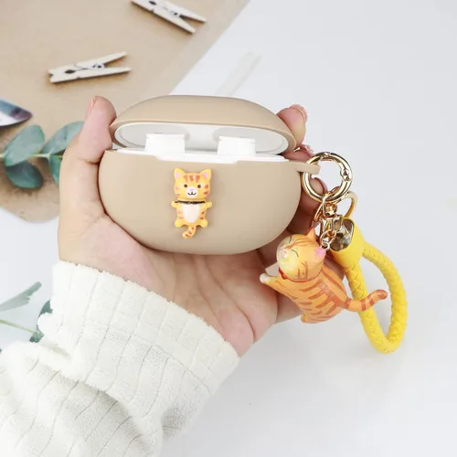 Vista 3 de Wonhibo Bonita funda para auriculares Beats Studio Buds, funda protectora de silicona compatible con auriculares Beats Studio (gato)