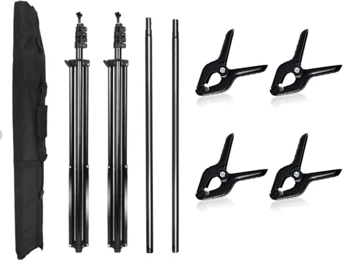 Vista 2 de HYJ-INC Soporte de fondo para estudio fotográfico y de vídeo, soporte de fondo fotográfico ajustable de 8 x 8 pies, kit de sistema de soporte