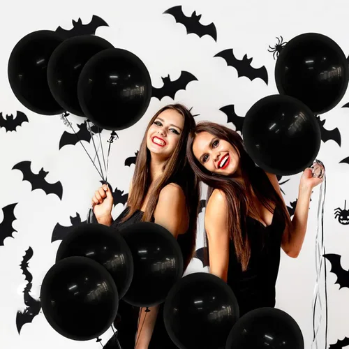 Vista 3 de Globos negros de 18 pulgadas, globos de látex para fiesta, paquete de 20 globos negros grandes y gruesos, globos redondos grandes de helio