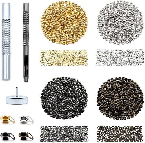 Vista 10 de SEMINI Kit de 800 ojales Gronmets de 0.138 in con 3 piezas de herramientas de instalación para zapatos, ropa, bolsa de manualidades, 4