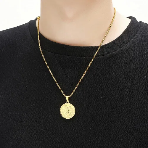 Vista 6 de Moneda mexicana Centenario Mexicano Moneda 50 Pesos Colgante Collar, 18K Colgante Collar Hombres Moneda Joyería
