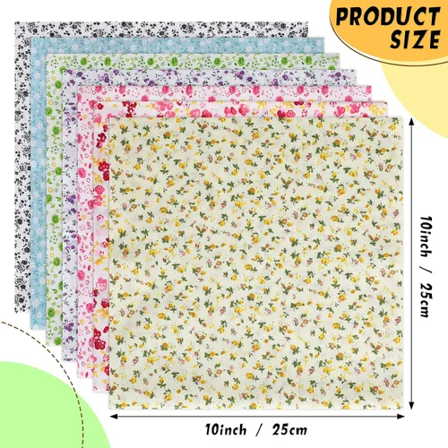 Vista 2 de Macarrie 35 piezas de tela de retazos de tela 100% algodón para coser acolchados, paquetes de cuadrados estampados florales, suministros de costura