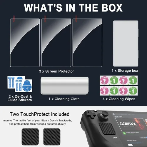 Vista 7 de PonKet 3-Pack Steam Deck Screen Protector 7 Inch HD 9H Clear Anti-Scratch Transparent Tempered Glass Screen Protector Compatible with Steam Deck New