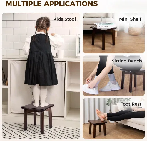 Vista 5 de StrongTek Taburete de Paso de Bambú Resistente con Pies Antideslizantes, Montaje Fácil, Capacidad de 350 LBS, Ideal para Niños y Adultos, Perfecto