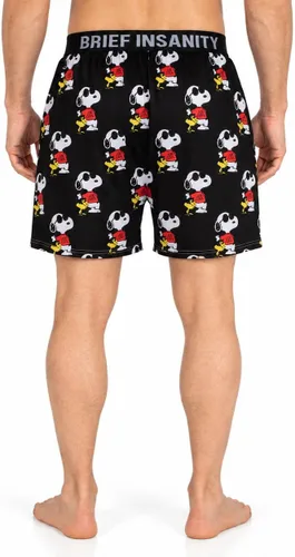 Vista 3 de BRIEF INSANITY Snoopy - Pantalones cortos de pijama para mujeres y hombres, pantalones cortos de pijama unisex con estampado de cacahuetes Joe Cool