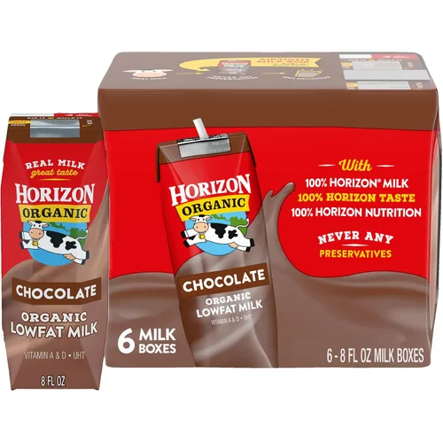 Vista 30 de Horizon Organic Cajas de leche bajas en grasa, 1% estables, paquete de 0.21-0.28 oz de proteína por porción