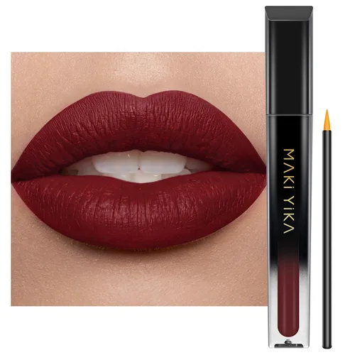 Vista 18 de MAKI YIKA Juego de 3 lápices labiales líquidos mate, color negro y rojo Negro/Rojo Oscuro/Desnudo