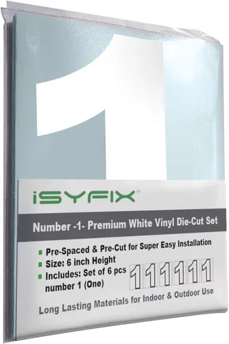 Vista 72 de iSYFIX - Calcomanías de vinilo blancas con número 0 (cero) - Juego de 6 unidades de 1.5 pulgadas autoadhesivas - Decalcomanías premium troqueladas
