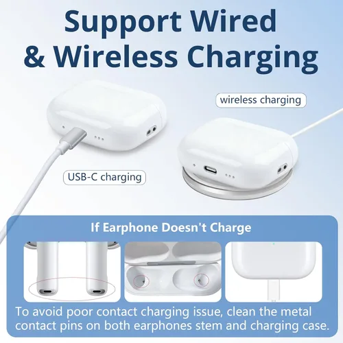 Vista 4 de Funda de carga inalámbrica para AirPods Pro 3, estuche cargador de repuesto con puerto de carga USB C