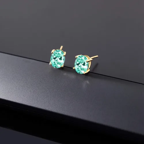 Vista 119 de Gem Stone King Aretes de oro de 14 quilates con piedra natal ovalada de 0.315 x 0.236 in Aretes de oro para mujer