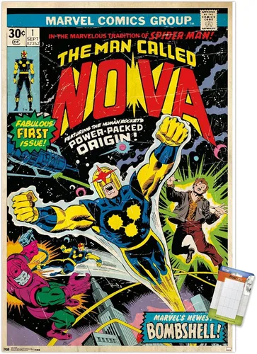 Vista 11 de Trends International Marvel Comics Nova - Póster de pared con portada #1, 14.725 x 22.375 pulgadas, versión enmarcada de madera de granero