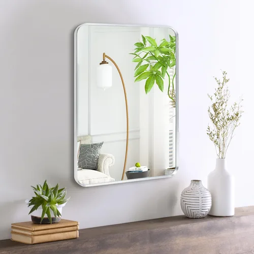 Vista 51 de Espejo arqueado negro de 16" x 20", espejo de pared para baño con arco, espejo de tocador de baño con marco de metal y parte superior arqueada