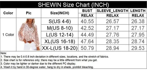 Vista 6 de SHEWIN Blusas sueltas de manga larga con cuello en V y estampado floral para mujer