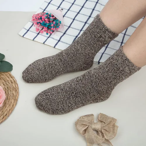 Vista 5 de 5 Pairs Wool Socks for Women Gifts Winter Warm Thick Knit Cabin Cozy Crew Socks