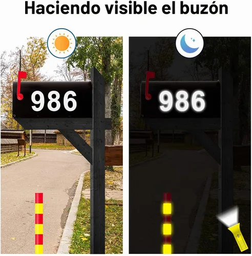 Vista 2 de Números de buzón de 1.5 pulgadas para exterior, 50 calcomanías reflectantes de números con pestaña adhesiva para una fácil separación de la parte