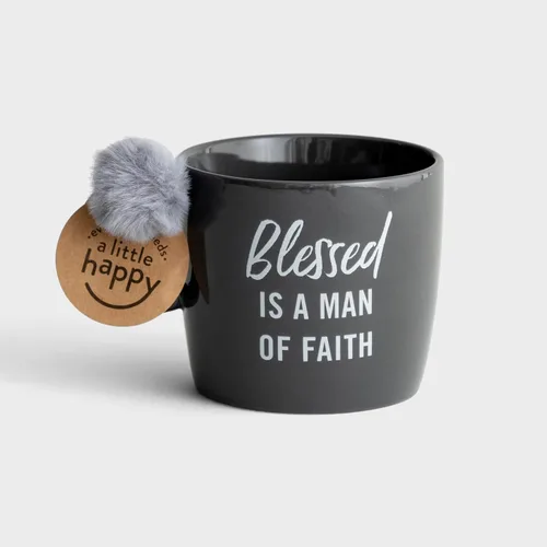 Vista 3 de DaySpring - Man of Faith - Taza de cerámica inspiradora, 16 onzas, gris