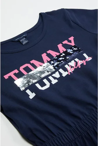 Vista 2 de Tommy Hilfiger Vestido camiseta de algodón de manga corta para niña con estampados y patrones divertidos
