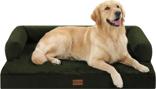 Vista 43 de Cama ortopédica para perros extragrandes, cama de espuma XL con forma de caja de huevos impermeable con lados 45x35 pulgadas, cama de sofá