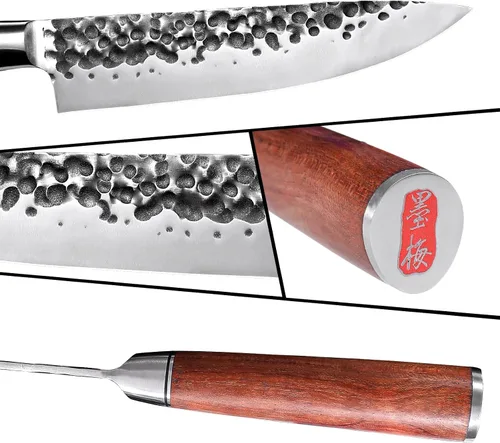 Vista 5 de Juego de cuchillos de cocina de 3 piezas, cuchillo de chef, cuchillo Usuba, cuchillo de pelar, cuchillo profesional de acero inoxidable de alto