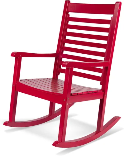 Vista 12 de Silla mecedora de madera moderna de Shine Company, balancín de porche ergonómico de asiento ancho, color negro