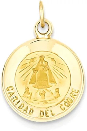Vista 9 de Collar con dije de oro amarillo de 14 quilates Caridad Del Cobre joyería fina religiosa para mujeres regalos para ella Piedra Oro amarillo