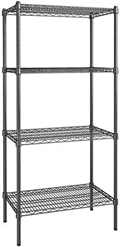 Vista 385 de Kit de 4 estantes de epoxi verde NSF de 21 x 72 pulgadas con postes de 86 pulgadas, estantería de almacenamiento resistente, kit de estantería