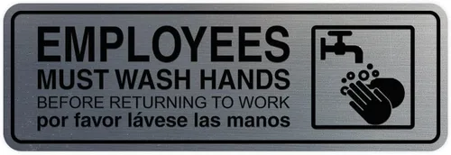 Vista 41 de Standard Employees Must Wash Hands - Letrero para puerta/pared, color negro, pequeño