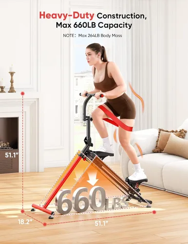 Vista 7 de YOLEO Escaleras de resistencia ajustable para ejercicio en casa, escaleras plegables de cardio con 3 modos de entrenamiento y pedal de gran