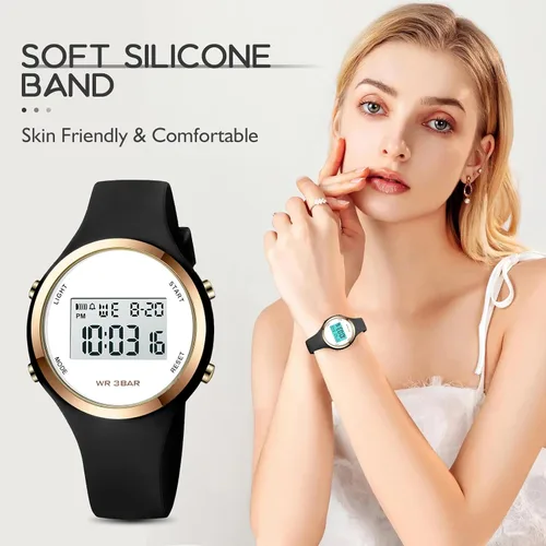 Vista 3 de Women LED Display Elecreonic Watch Fashion Chrono Alarm Digital Clock Woman Outdoor Sport Wirstwatch