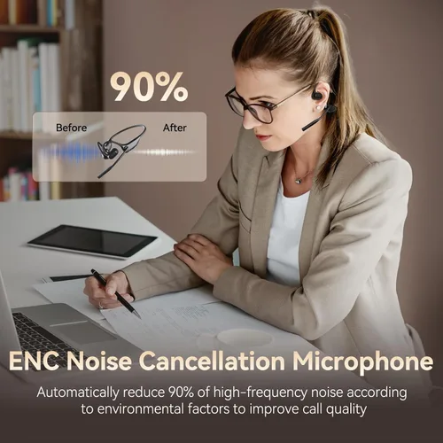 Vista 10 de CXK Auriculares de oreja abierta con micrófono, auriculares inalámbricos con cancelación de ruido AI, Bluetooth 5.3, auriculares Bluetooth