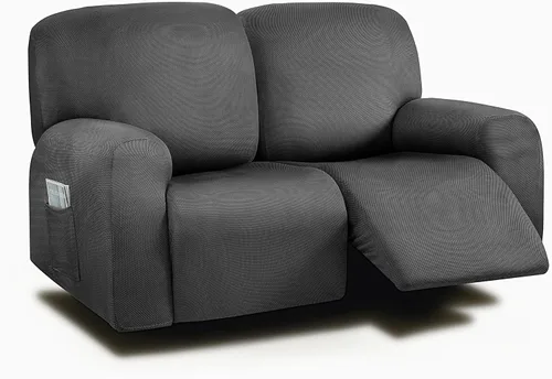 Vista 59 de ULTICOR Fundas para sofá reclinable de 8 piezas, fundas elásticas con hilo teñido para sofá reclinable de 3 cojines, gruesas, suaves y lavables Gris