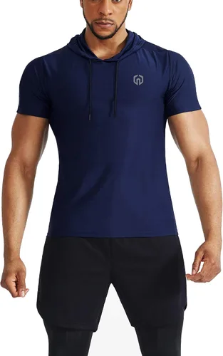 Vista 5 de NELEUS Camisa deportiva Dry Fit Performance con capucha para hombre
