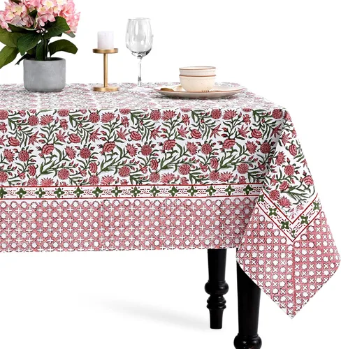 Vista 33 de CPC - Mantel cuadrado 100% algodón, 60 x 60 pulgadas, estampado de bloques indios, mantel para bodas, primavera/verano, barbacoa, verde ágata
