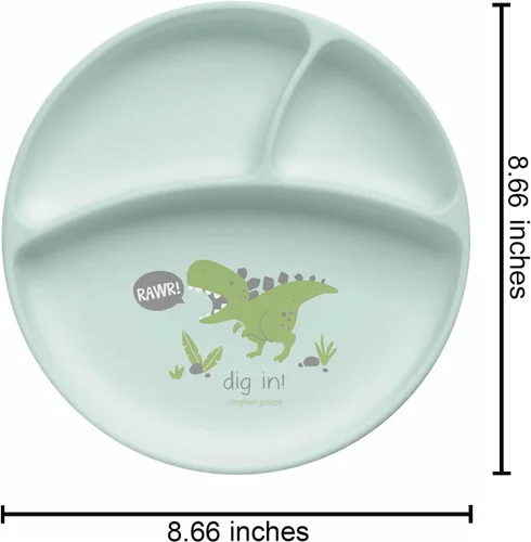 Vista 2 de Stephen Joseph Plato de silicona para bebé, talla única, Dino