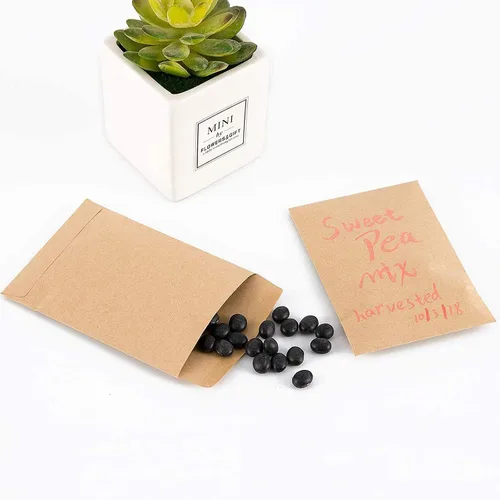 Vista 6 de 200 paquetes de sobres autoadhesivos para piezas pequeñas, sobres de papel kraft autoadhesivos para monedas de semillas, sobres de almacenamiento