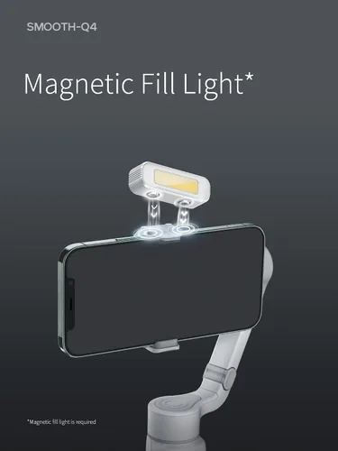 Vista 4 de ZHIYUN Smooth Q4 Combo cardán estabilizador, cardán de teléfono inteligente de 3 ejes, barra de extensión incorporada, plegable y portátil, cardán