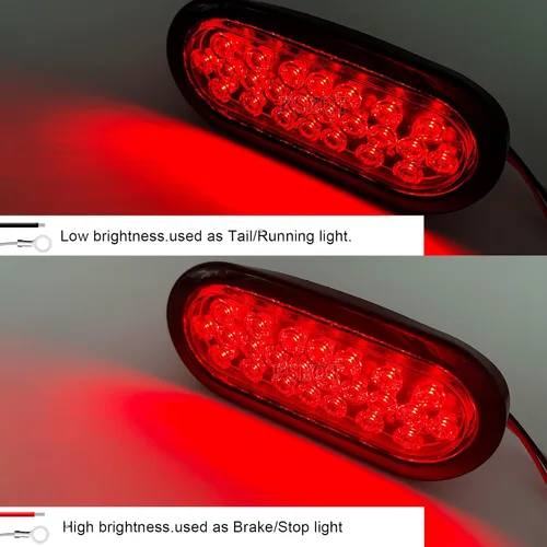 Vista 2 de PSEQT 6" luces LED rojas para remolque, 24 luces LED ovaladas, luces de freno, de parada, luces de identificación traseras, impermeables, de montaje