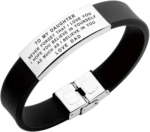 Vista 3 de FALOGIJE to OurMy Daughter - Pulsera con citas inspiradoras de amor